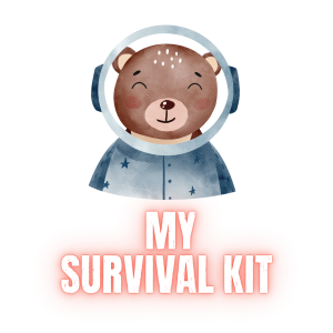 01 My Survival Kit Winston Bear in a spaceman suit with the title: My Survival Kit