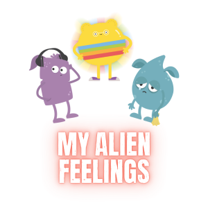 08 My Alien Feelings Alien grief creatures with the title: My Alien Feelings