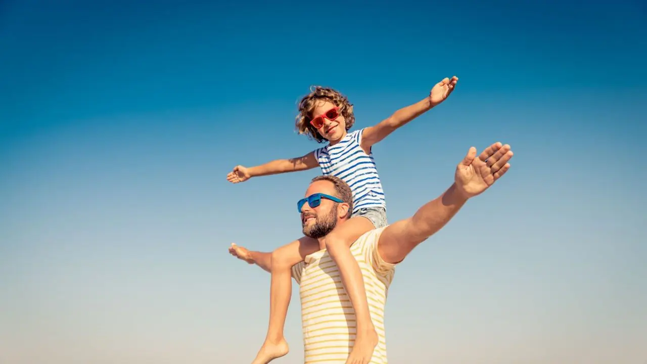Dad and son on summer holiday