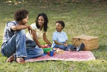 Young family enjoying a picnic in the park Young family enjoying a picnic in the park during the summer holidays